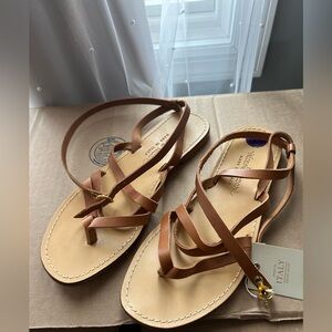 Italian Tan Leather Strappy Sandals